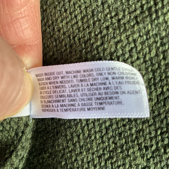 Olive Green GAP Asymmetrical Cardi/Wrap-With-Arms 85% Cotton 15% Cashmere Large - Picture 6 of 10